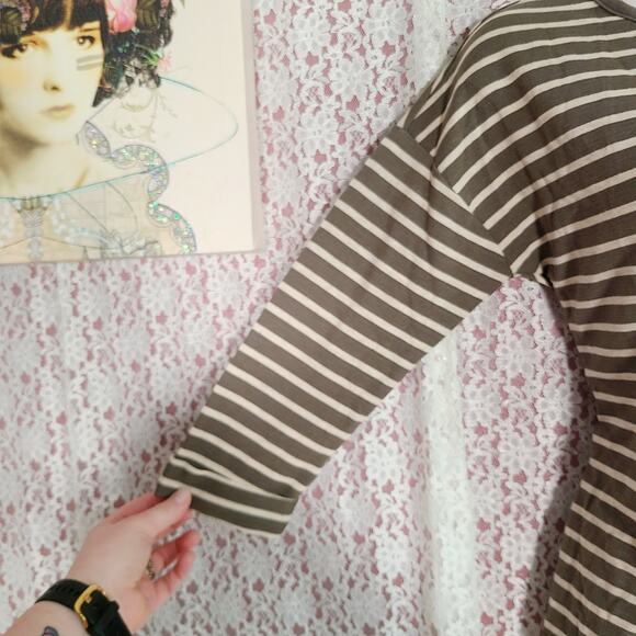 NWOT White Stag green tan 3/4 sleeve oversized top size xs - Picture 8 of 9